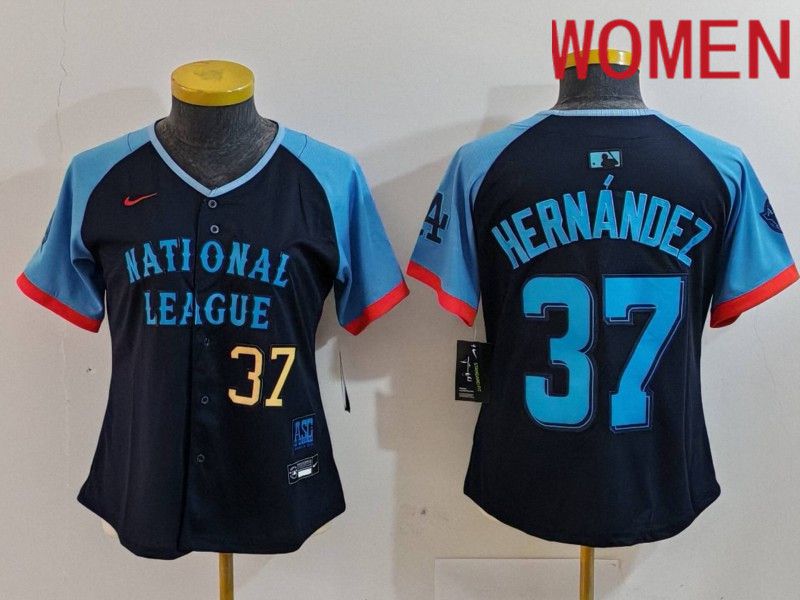 Women Los Angeles Dodgers #37 Hernandez Blue All star 2024 Nike MLB Jersey style 4->women mlb jersey->Women Jersey